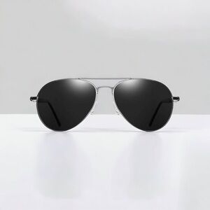 Mens Silver Metal Aviator Sunglasses Gray Polarized Lenses New with Case